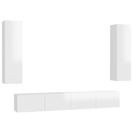vidaXL Ensemble de meubles TV 4 Pièces Blanc brillant Aggloméré