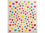 Autocollants - Coeurs et étoiles - multicolore - Paillettes
