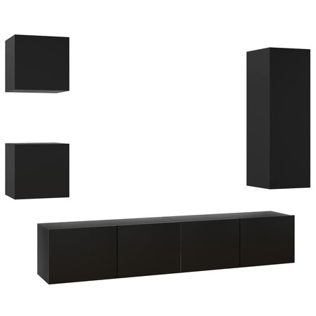 vidaXL Ensemble de meuble TV 5 Pièces Noir Aggloméré
