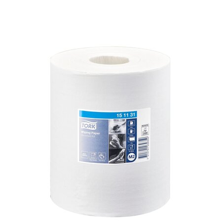 Bobine d'essuyage à dévidage central tork wiper 415 maxi blanche - carton de 6