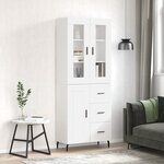 vidaXL Buffet haut Blanc brillant 69 5x34x180 cm Bois d'ingénierie