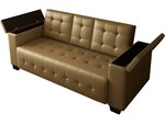 Canapé clic-clac convertible "Renarde" - 214 x 86 x 86 cm - 3 Places - Marron + Rangements