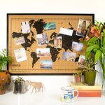 milimetrado Carte du monde liège et cadre bois Noir et marron 70x50 cm