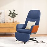 vidaXL Chaise de relaxation avec repose-pied Bleu Tissu