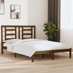 vidaXL Cadre de lit Marron miel Bois de pin massif 135x190 cm Double