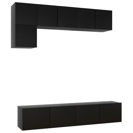 vidaXL Ensemble de meuble TV 5 Pièces Noir Aggloméré