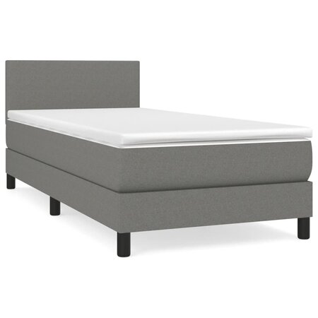 vidaXL Lit à sommier tapissier et matelas Gris foncé 90x190 cm Tissu