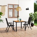 vidaXL Ensemble de salle à manger de jardin 3 Pièces Noir et marron