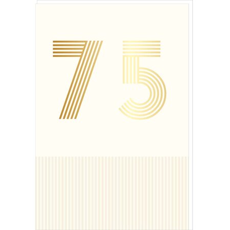 Carte D'anniversaire 75 Ans En Or - Blanc - A Message - Pour Homme Et Femme - 11 5 X 17 Cm - Draeger paris