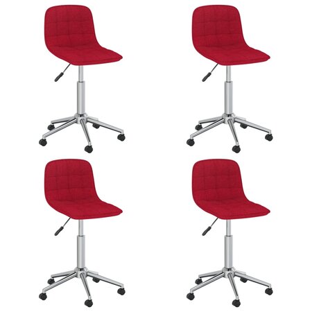 vidaXL Chaises pivotantes à manger lot de 4 rouge bordeaux tissu