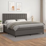 vidaXL Lit à sommier tapissier avec matelas Gris 200x200 cm Similicuir