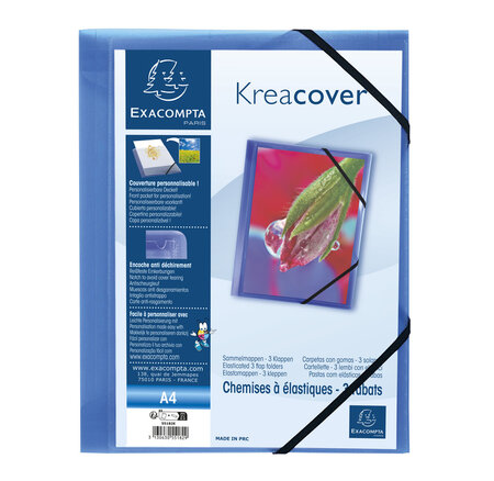 Chemise À Élastiques 3 Rabats Polypropylène Translucide Krea Cover - A4 - X 25 - Exacompta