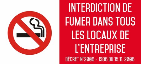 Autocollant vinyl - interdiction interdit de fumer dans tous les locaux de l'entreprise - l.200 x h.100 mm uttscheid