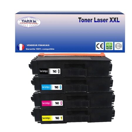 4 Toners compatibles avec Brother TN421, TN423 pour Brother DCP-L8410CDW  - T3AZUR