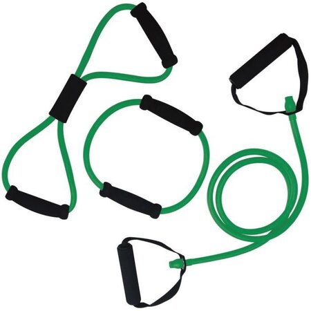 TUNTURI Set élastiques de musculation tubing moyen avec grip, vert