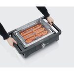 SEVERIN PG8123 Barbecue de table Style Evo 2500W - 0° a 350°C en 10 min - Bac a eau réducteur de fumée et d'odeurs - Pare-vent -Noir
