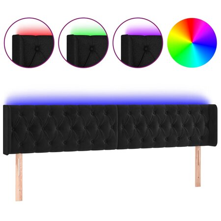 vidaXL Tête de lit à LED Noir 203x16x78/88 cm Velours
