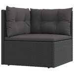vidaXL Salon de jardin 9 Pièces avec coussins Noir Résine tressée