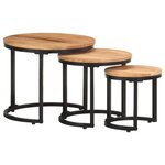 Vidaxl tables d'appoint 3 pièces bois d'acacia solide