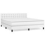 vidaXL Lit à sommier tapissier avec matelas Blanc 180x200cm Similicuir