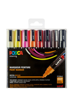Marqueurs Posca PC5M Pointe conique moyenne Sunset 8 pièces