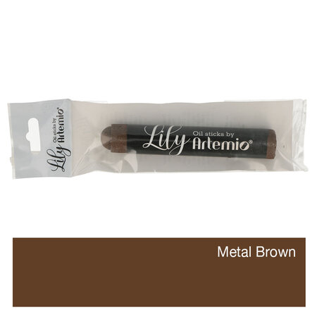 Stick Lily Metal Brown- Peinture À L'Huile - 10X1 7 Cm