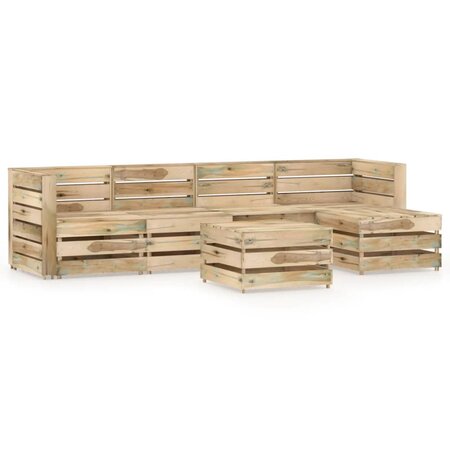 vidaXL Salon de jardin 6 Pièces Bois de pin imprégné de vert