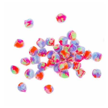 40 pompons en acrylique - Arc en ciel pastel