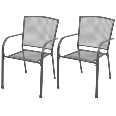 vidaXL Chaises empilables de jardin 2 Pièces Acier Gris