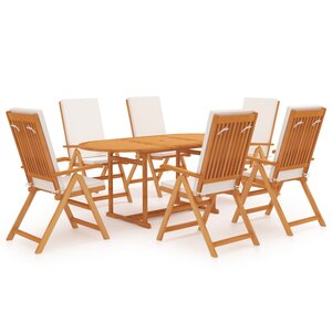 vidaXL Salon de jardin 7 Pièces avec coussins Bois de teck massif