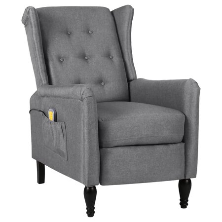 vidaXL Fauteuil de massage inclinable Gris clair Tissu