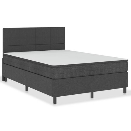 vidaXL Sommier tapissier Gris foncé Tissu 140x200 cm
