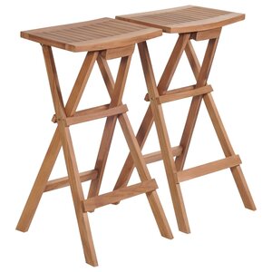 vidaXL Tabourets de bar pliables 2 Pièces Bois de teck massif