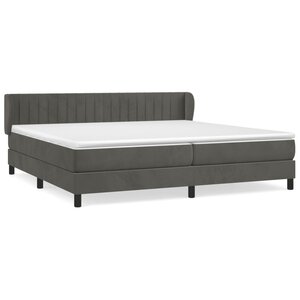 vidaXL Lit à sommier tapissier et matelas Gris foncé 200x200cm Velours