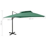 vidaXL Parasol déporté à double toit 300x300 cm Vert
