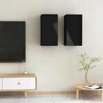 vidaXL Meubles TV 2 Pièces Noir brillant 30 5x30x60 cm Aggloméré