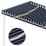 vidaXL Auvent automatique capteur de vent et LED 4 5x3 m Bleu et blanc