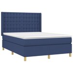 vidaXL Sommier tapissier avec matelas et LED Bleu 140x190 cm Tissu