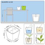 LECHUZA Jardinière Quadro 28 LS ALL-IN-ONE Charbon 16143