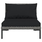vidaXL Salon de jardin 11 Pièces avec coussins Résine tressée Gris foncé