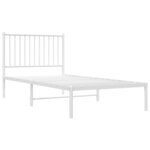 vidaXL Cadre de lit métal avec tête de lit blanc 90x190 cm
