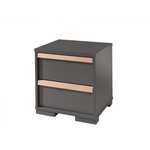 LONDON Lit  Anthracite + Chevet 2 tiroirs Anthracite + Armoire 3 portes Anthracite