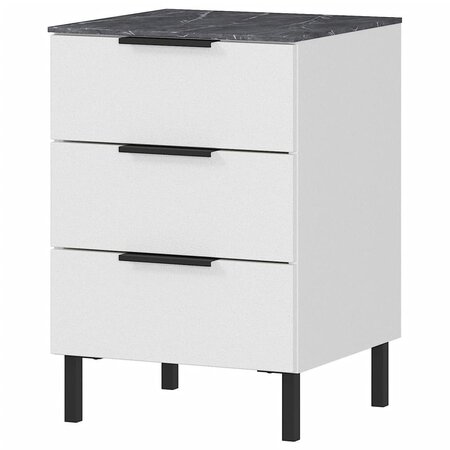 Germania Table de chevet GW-California 41x40x60 cm Blanc et marbre