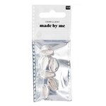 6 Perles - Coquillages argent - 2 perforations