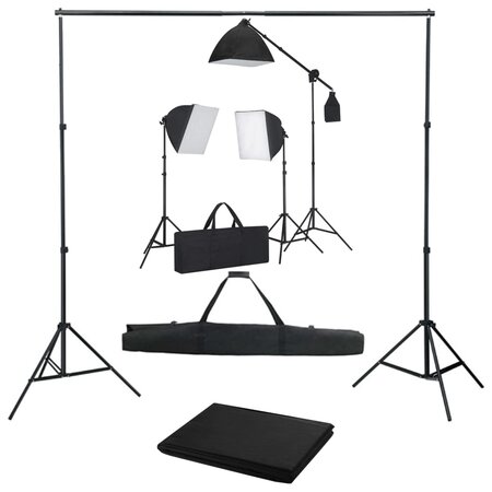 vidaXL Kit de studio photo avec boîtes à lumière et toile de fond