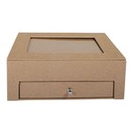 Boîte p.mâché av. tiroir  FSC Rec100  kraft  20x15 3x7 5cm