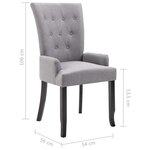 vidaXL Chaise de salle à manger avec accoudoirs Gris clair Tissu
