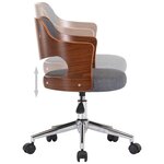 vidaXL Chaises pivotantes à manger lot de 2 gris bois courbé et tissu