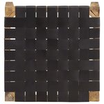vidaXL Tabouret Noir Cuir véritable et bois de manguier massif