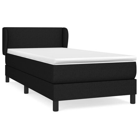vidaXL Lit à sommier tapissier avec matelas Noir 100x200 cm Tissu